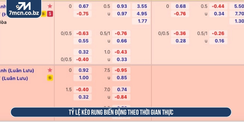 Mẹo Chơi Kèo Rung Hiệu Quả Và Chiến Lược Bắt Tỷ Lệ Chuẩn 2 Tỷ lệ kèo rung biến động theo thời gian thực